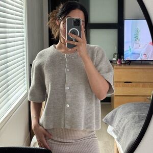 SHEIN Gray Button Down Knit Top